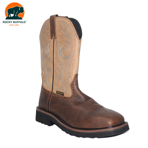 Bottes d'équitation en cuir véritable marron Rocky Buffalo, best-seller, semelle en caoutchouc, bottes <span class=keywords><strong>de</strong></span> <span class=keywords><strong>chasse</strong></span> avec broderie - Product Image 3