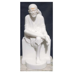White Marble Good Looking Sitting God Sai Baba Statue - Product Image 1
