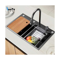 Offre Spéciale Nano porte-couteau tasse rondelle multifonction cascade robinet évier de cuisine moderne intelligent 304 évier en acier inoxydable cuisine