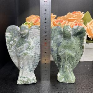 Ingrosso grande venditore prodotti spirituali di cristallo naturale muschio agata angelo intaglio per la decorazione - Product Image 5