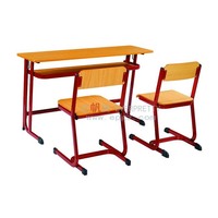 Meubles scolaires, siège pour 2 personnes, salle de classe d'école primaire, bureau et chaise en bois pour enfants pour l'étude