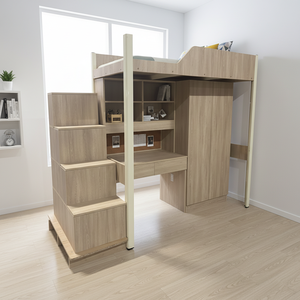 Lit superposé gain de place pour dortoir avec bureau d'ordinateur et armoire pour auberge étudiante - Product Image 1