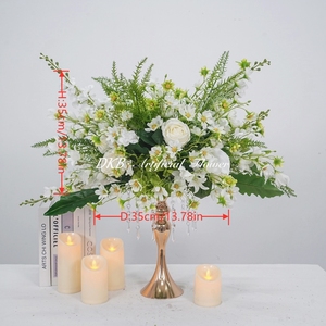 Centro de Mesa Artificial con Bola de Flores Blancas y Verdes, Estilo Jardín, para Decoración de Bodas - Product Image 3