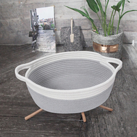 Panier de rangement pliable en tissu tissé écologique fait main avec poignée en corde de coton pour organiser les jouets