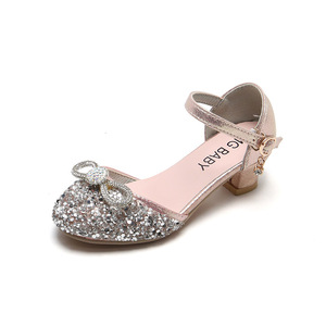 Chaussures de fête pour filles, escarpins à paillettes et sequins, talons bas, style Mary Jane, sandales à strass pour mariage et danse - Product Image 1