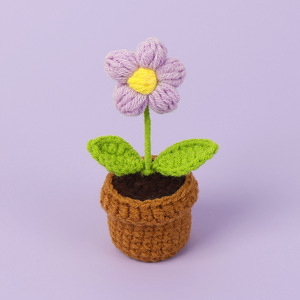 Décoration d'intérieur LUYI, bouquet tissé, fil de laine, cœur, tulipe, tournesol, plante en pot, fleur artificielle tricotée - Product Image 3