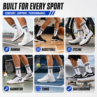 Chaussettes de sport en coton mi-mollet personnalisées avec logo, faible MOQ, pour hommes, chaussettes de basketball athlétiques, chaussettes anti-transpiration pour le sport et l'entraînement