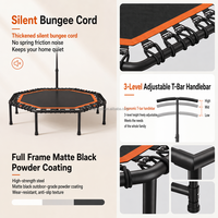 51 Zoll Faltbares Fitness-Trampolin 32 Bungee-Seile Geräuscharmer Sprung 1/4-Falt-Design für Erwachsene Indoor-Training