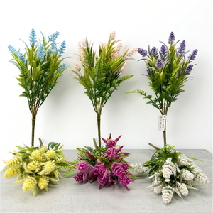 Bouquet de 38 cm de queues de renard artificielles floquées et de tiges de fougère, arrangement de plantes vertes épinhées pour mariage, décoration intérieure, accessoires doux - Product Image 1
