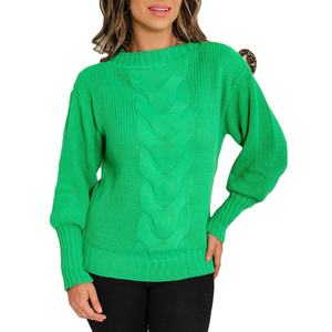 Suéter con estampado informal de manga larga para mujer, suéter con bordado frontal, suéter de punto gráfico de temporada de invierno de talla grande - Product Image 2