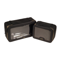Pochette de luxe personnalisée avec logo, lettres, fermeture éclair, pour les voyages, trousse de toilette, en cuir PU transparent, sacs à cosmétiques, sacs à maquillage