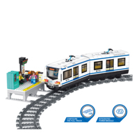 Ensemble de blocs de construction 3D modernes et motorisés, train, métro, tram, modèle en plastique, jouet éducatif pour enfants, cadeau d'anniversaire