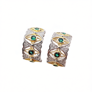 Boucles d'oreilles clous géométriques vintage en alliage plaqué or avec zircon, bijoux de fête pour femme, sertissage clos rond brillant - Product Image 1