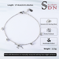 Bracelets tendance en argent 925 plaqué rhodium avec breloque cœur en zircon pour femmes et jeunes filles – Vente en gros de bijoux pour mariage et cadeaux de fête