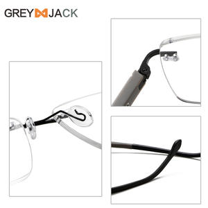 กรอบแว่นตาไร้ขอบสีเทา ทรงสี่เหลี่ยมโลหะ น้ำหนักเบา สำหรับผู้มีสายตาสั้น - Product Image 3