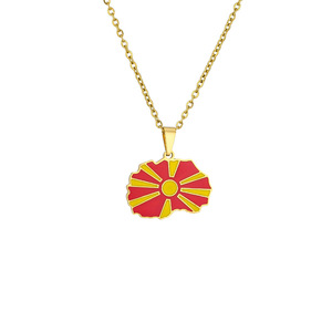 <span class=keywords><strong>2025</strong></span> bán buôn biểu tượng tùy chỉnh kim loại kẽm hợp kim Bắc macedonia cờ bản đồ Vòng cổ - Product Image 3