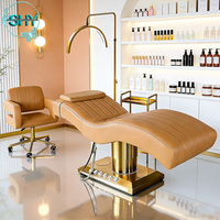 Table de massage électrique pliable et portable en forme de S, 3 moteurs, rose doré, pour salon de luxe moderne, chaise de spa, lit d'extension de cils