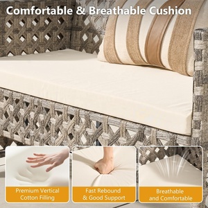 Modern Rattan Outdoor Sofa Set with Waterproof <strong>Cushions</strong> Powder Coated Frame UV-Resistant PE Rattan-4 Pieces <strong>Garden</strong> <strong>Furniture</strong> - Product Image 5