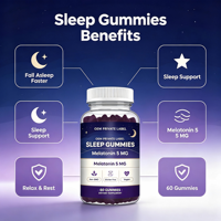 Gummies de sommeil en gros, 5 mg par gomme, véganes, pour le bien-être avant le coucher, flacon de 60 unités, marque privée OEM