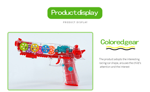 Nuova pistola per bambini pistola a vibrazione con ingranaggio trasparente giocattolo elettrico Flash Fun Concept giocattolo pistola musicale leggera regalo luminoso per bambini - Product Image 6