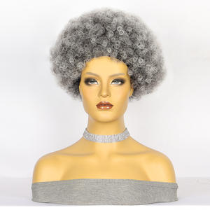 Perruque <span class=keywords><strong>Afro</strong></span> Courte et Bouclée pour Femme de Style Européen et Américain, <span class=keywords><strong>Cheveux</strong></span> Synthétiques Noirs en <span class=keywords><strong>Soie</strong></span> Glacée - Product Image 5