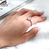 EMEJEWE Bague fine en argent 925 avec moissanite ovale de 3 carats, sertie à griffes, style minimaliste, pour mariée, mariage, usage quotidien