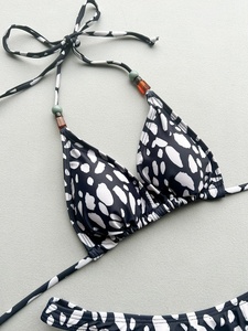 Sexy Bikini <span class=keywords><strong>Nero</strong></span> Leopardato in Chiffon 2026 da Donna con Perle, <span class=keywords><strong>Reggiseno</strong></span> Push-up e Perizoma con Imbottitura, <span class=keywords><strong>Costume</strong></span> da Bagno Estivo per Vacanze - Product Image 4