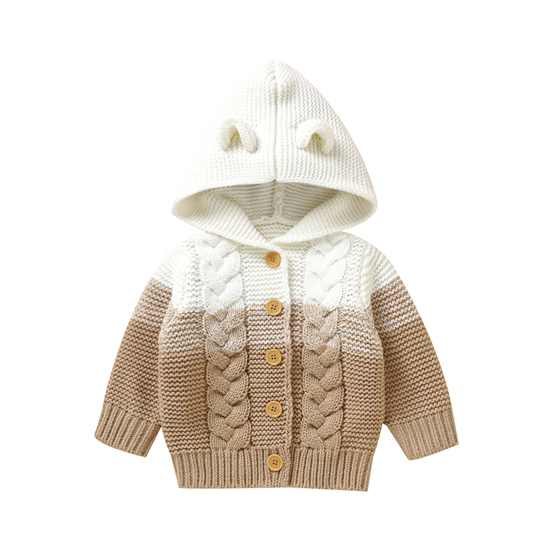 Baby Knitted Hooded Coat Newborn Toddler Warm Sweater Jacket for 0-2 Years | Bulk Wholesale Customizable Logo