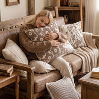 Housse de coussin personnalisée en jacquard tissé 18x18, crème beige, motif floral neutre, décorative, pour canapé et lit