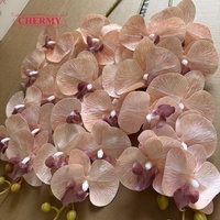Fleur artificielle Phalaenopsis imprimée en 3D de qualité supérieure DC146, couleur pêche clair, fausse orchidée pour bouquet de mariage, décoration de vase à domicile, vente en gros