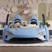 Luxuriöses Weiches Bett Modernes Auto-förmiges Kinderbett mit PU-Leder-Polsterung Stauraum Holzrahmen für den Heimgebrauch