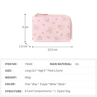 Dompet Kartu Wanita TAOMICMIC Bahan PU Motif Beruang Segar dengan Ritsleting, Banyak Slot Kartu, Tempat Koin, Kantong Kartu Akses Portabel
