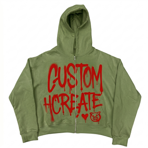 400GSM Heavyweight Zip Up Hoodie Custom Logo Graffiti Graphic Print Men Oversized Streetwear Sweatshirt Wholesale TKAN6671 - Product Image 1