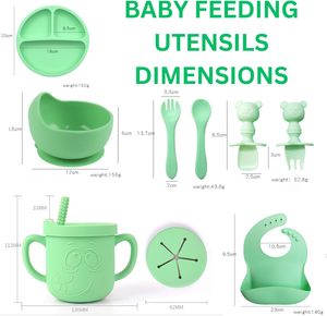 Juego de alimentación de bebé de silicona libre de BPA de grado alimenticio al por mayor con juego de alimentación de succión Babi juego de cuencos impermeables tenedores para juego de vajilla - Product Image 2