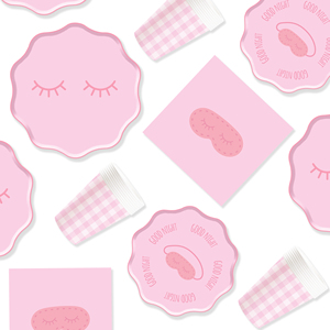 Juego de Platos y Servilletas de Papel para Fiesta de Pijamas DAMAI, Artículos para Fiesta de Pijamas, Vajilla para Fiesta de Pijamas Rosas para Niñas, Sirve para 8 Personas - Product Image 6
