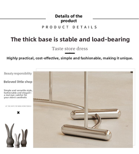 Espositori Centrali a Forma di Arco: Appendiabiti Semi-Circolari da Terra in Acciaio Inox Spazzolato per Negozi di Abbigliamento Femminile - Product Image 6