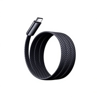 Cable de datos transparente trenzado plano en ángulo de 100W con carga rápida compatible con PD y SuperCharge USB-C de 66W