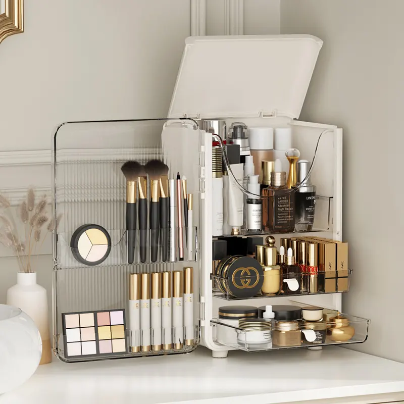 Caixa de maquiagem luxuosa para mesa, recipiente de cosméticos HAIXIN, organizador de plástico para caixa de cosméticos, novo design
