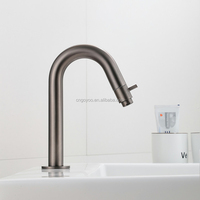 Robinet de lavabo mural en laiton poli gris anthracite, robinet moderne monotrou à eau froide pour salle de bain
