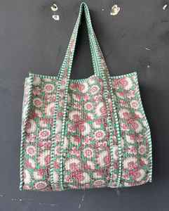 Bolso de Mano Acolchado de Algodón, Ligero, con Estampado Étnico, Asas Resistentes, para Viajes y Compras - Product Image 3