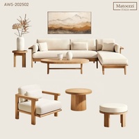 Ensemble de meubles de salon modernes en bois massif de luxe, écologiques, comprenant un canapé, des tables d'appoint, des fauteuils, pour la salle de séjour ou le patio.