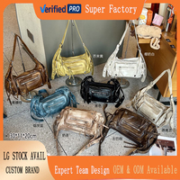 Tas Selempang Kulit PU Retro untuk Motor, Multi Kantong, Gaya Biker Y2K Grunge, Tas Ketiak Kapasitas Besar, Grosir Pabrik