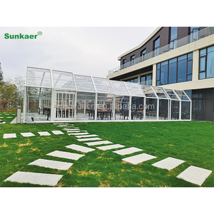 Jardin d'hiver rétractable Salles de soleil et maisons en verre en aluminium préfabriquées Terras coulissantes pliables à toit en forme de véranda - Product Image 5