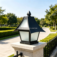 Lampe pilier rétro d'extérieur IP65 étanche en acier inoxydable avec verre dépoli, style pagode, pour villa, clôture, parc, allée, style chinois