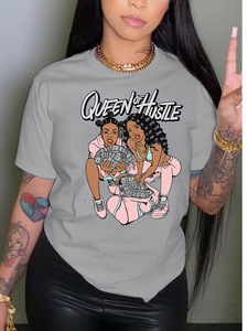 Camiseta informal de manga corta para S-5XL, playera estampada de talla grande para <span class=keywords><strong>mujer</strong></span>, camiseta a la moda con grafiti, top 2023 - Product Image 4