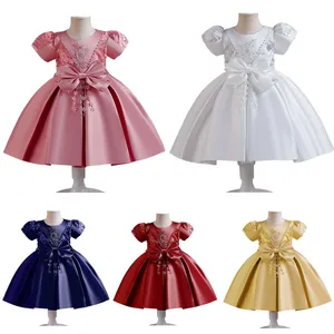 बेबी गर्ल बर्थडे पार्टी की पोशाक सुंदर औपचारिक प्यूफ नाजुक आंरबैली कपड़े, बच्चों के लिए तैयार गहने