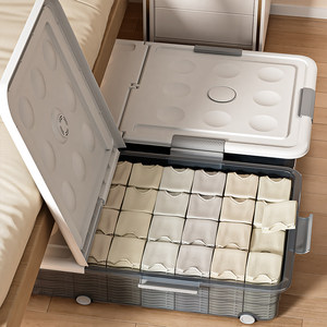 Boîte de rangement <span class=keywords><strong>sous</strong></span> le lit en plastique PP moulé par injection, 160L, étanche, avec roulettes plates, organiseur de vêtements - Product Image 2