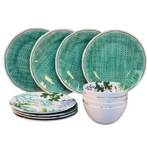 Nuevo Juego de <span class=keywords><strong>Vajilla</strong></span> de <span class=keywords><strong>Melamina</strong></span> de 12 Piezas con Diseño de Cangrejo y Coral Azul Océano para el Verano - Product Image 5