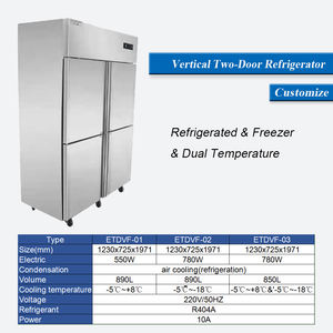 Refrigerador Comercial de Acero Inoxidable de Alta Calidad con <span class=keywords><strong>4</strong></span> Puertas, Doble Temperatura, Descongelación Automática, Gran Oferta - Product Image 2