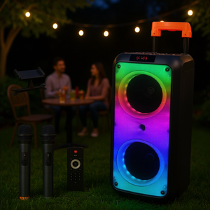 Altavoz de karaoke de 8 pulgadas con Bluetooth 5.0, inalámbrico, TF, USB, AUX, FM, TWS, luz LED de discoteca para fiestas en casa y al aire libre - Product Image 2